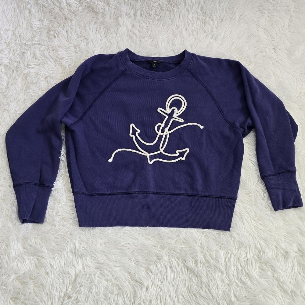J. Crew Cropped Rope‎ Anchor Sweatshirt Women's Small - Picture 10 of 11